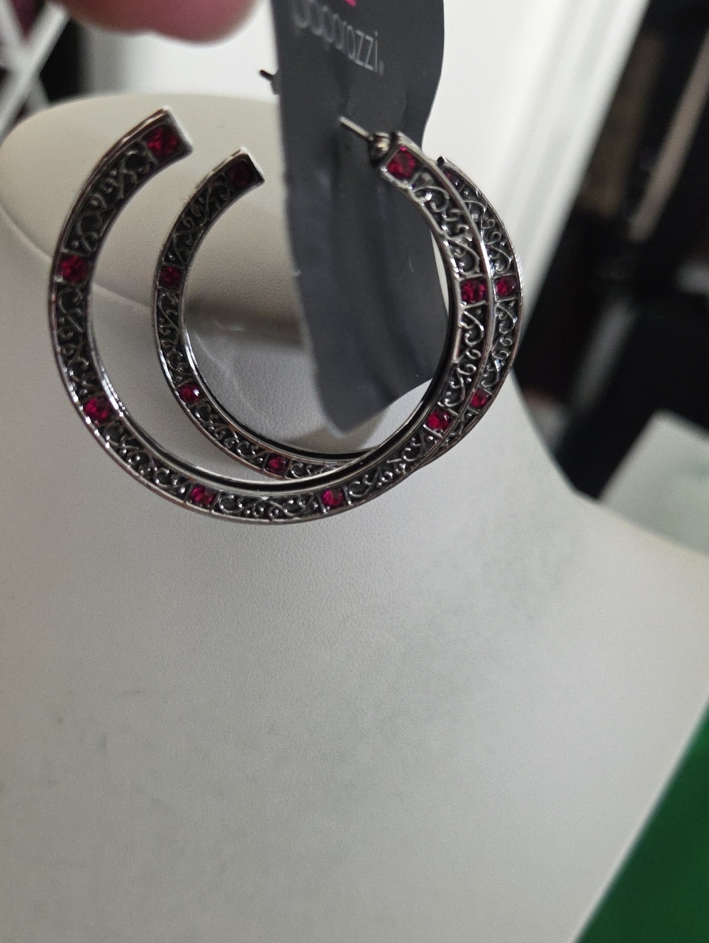 Paparazzi Richly Royal Red Hoop Earrings NWT